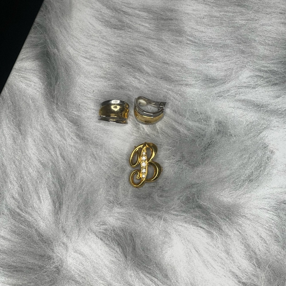 Avon Brooch & vintage gold and silver tone earrings - Picture 1 of 1